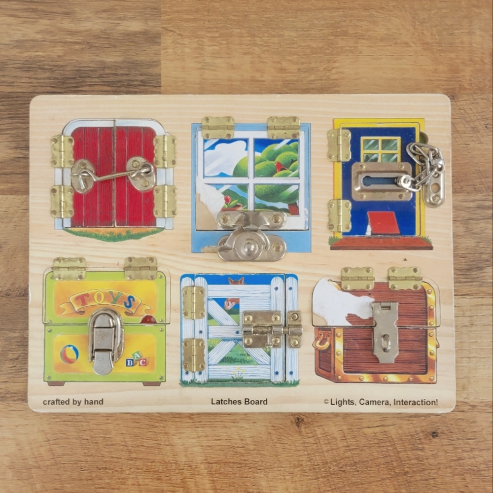 Melissa & Doug Latches Board #383 Wooden Activity Toy